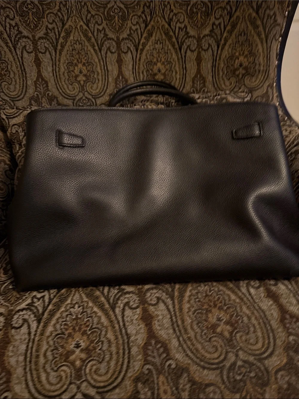 kate spade Black Pebbled Leather Satchel with Gold Accent